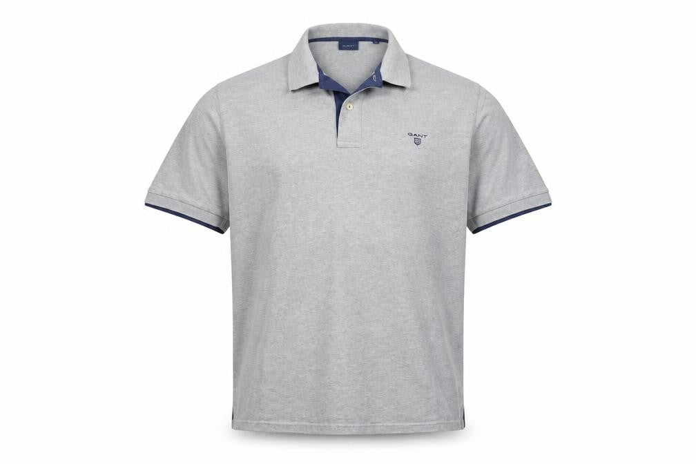 GANT Men’s Grey XL Short Sleeve Cotton Stretch Logo Polo Shirt