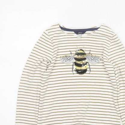 Joules Girls Ivory Gold Striped Bee Sequin Long Sleeve T-Shirt 9 Years