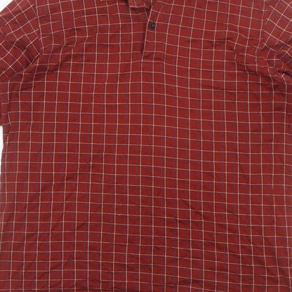 JBE Men’s Red Check Short Sleeve Button Polo Shirt Size M