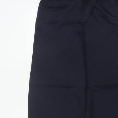 M&S Women’s Navy Blue UK 10 Long Paperbag Wide Leg Lyocell Trousers