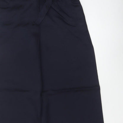M&S Women’s Navy Blue UK 10 Long Paperbag Wide Leg Lyocell Trousers