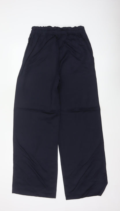 M&S Women’s Navy Blue UK 10 Long Paperbag Wide Leg Lyocell Trousers