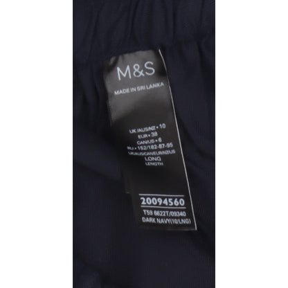 M&S Women’s Navy Blue UK 10 Long Paperbag Wide Leg Lyocell Trousers