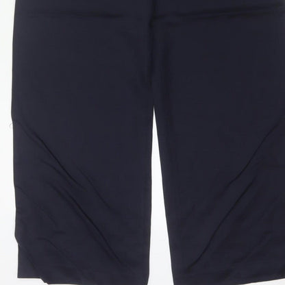 M&S Women’s Navy Blue UK 10 Long Paperbag Wide Leg Lyocell Trousers