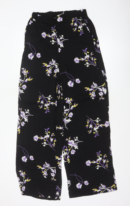 Autograph Women Black Floral Wide-Leg Cropped Trousers UK 8