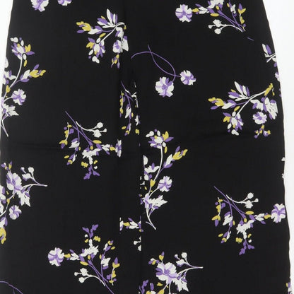 Autograph Women Black Floral Wide-Leg Cropped Trousers UK 8