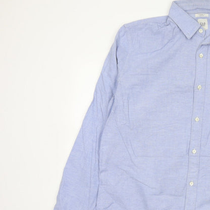 GAP Men’s Blue L Standard Fit Stretch Button-Down Oxford Shirt