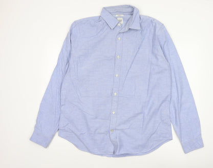 GAP Men’s Blue L Standard Fit Stretch Button-Down Oxford Shirt