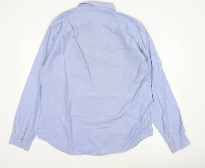 GAP Men’s Blue L Standard Fit Stretch Button-Down Oxford Shirt
