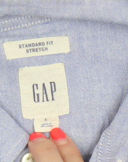 GAP Men’s Blue L Standard Fit Stretch Button-Down Oxford Shirt