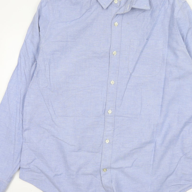 GAP Men’s Blue L Standard Fit Stretch Button-Down Oxford Shirt