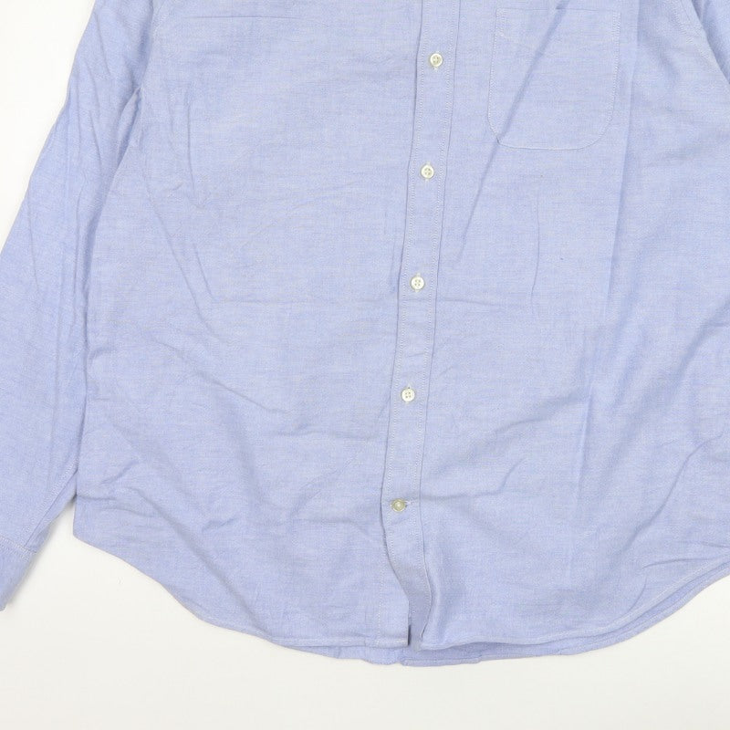 GAP Men’s Blue L Standard Fit Stretch Button-Down Oxford Shirt