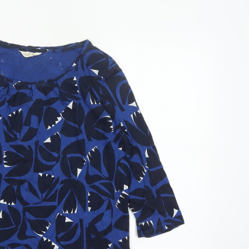 Seasalt Cornwall Women Blue UK 16 Floral Cotton Short Sleeve Blouse Top