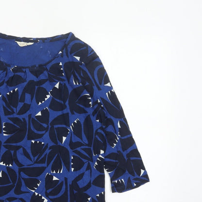 Seasalt Cornwall Women Blue UK 16 Floral Cotton Short Sleeve Blouse Top