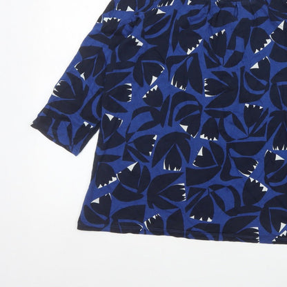Seasalt Cornwall Women Blue UK 16 Floral Cotton Short Sleeve Blouse Top