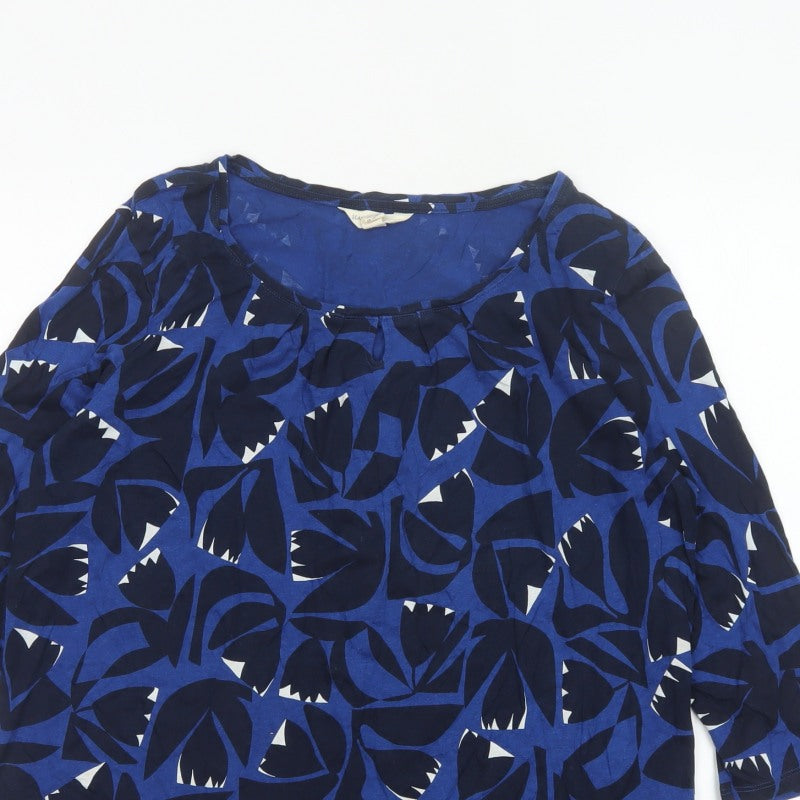 Seasalt Cornwall Women Blue UK 16 Floral Cotton Short Sleeve Blouse Top
