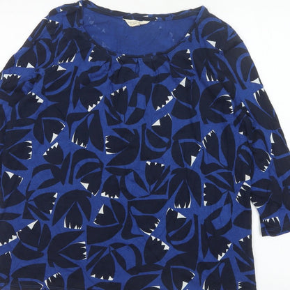 Seasalt Cornwall Women Blue UK 16 Floral Cotton Short Sleeve Blouse Top