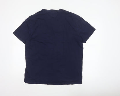 Tommy Jeans Men's Blue XL Colourblock Logo Graphic Cotton T-Shirt