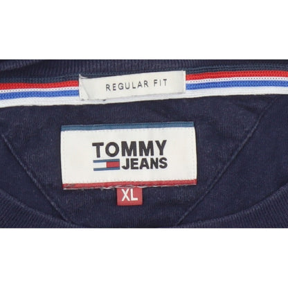 Tommy Jeans Men's Blue XL Colourblock Logo Graphic Cotton T-Shirt