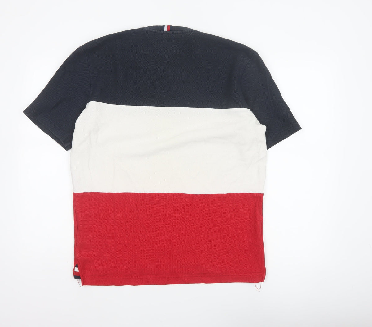 Tommy Hilfiger Men's L Red White Navy Colourblock Cotton T-Shirt