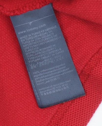 Tommy Hilfiger Men's L Red White Navy Colourblock Cotton T-Shirt