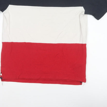 Tommy Hilfiger Men's L Red White Navy Colourblock Cotton T-Shirt