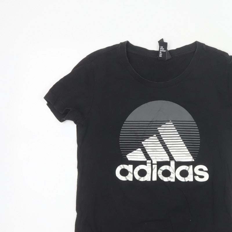 Adidas Women’s Black S UK 8-10 Slim Fit Logo T-Shirt