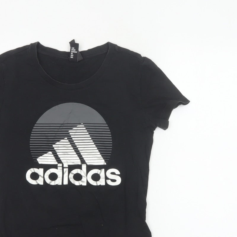 Adidas Women’s Black S UK 8-10 Slim Fit Logo T-Shirt