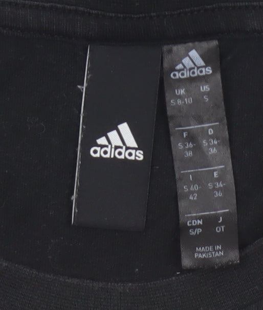Adidas Women’s Black S UK 8-10 Slim Fit Logo T-Shirt