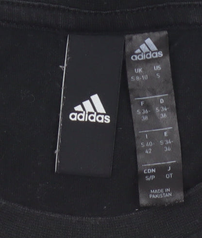 Adidas Women’s Black S UK 8-10 Slim Fit Logo T-Shirt