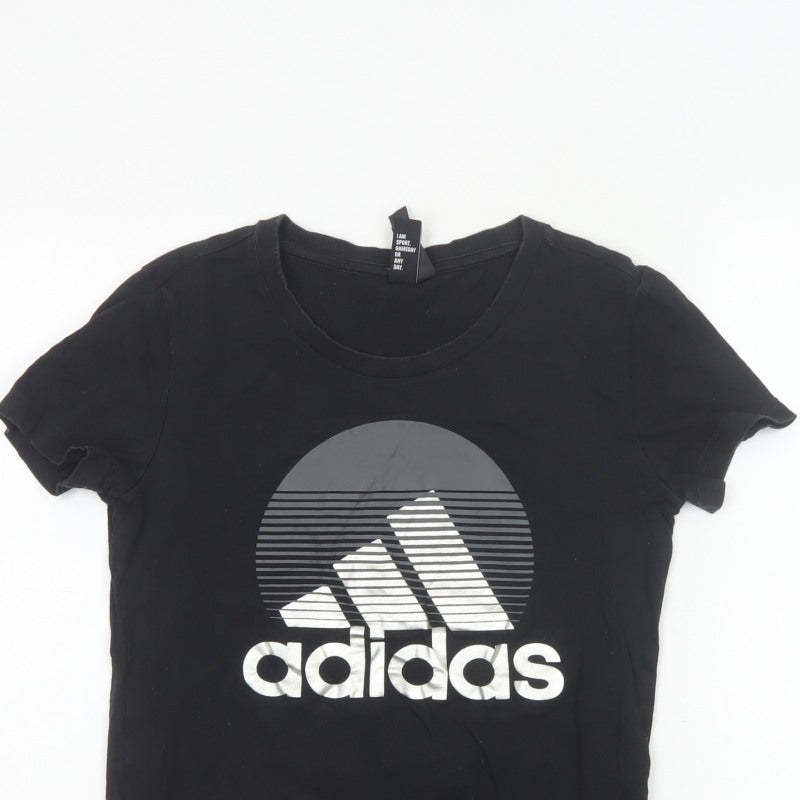 Adidas Women’s Black S UK 8-10 Slim Fit Logo T-Shirt