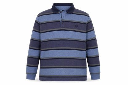 Blue Harbour Men’s Blue Striped Long Sleeve Polo Shirt 2XL Regular
