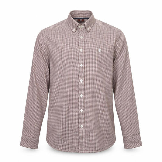 Front view of Blakely Clothing Co. Men’s Brown Geometric Button-Down Shirt Small Slim