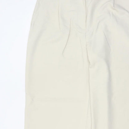Zara Women Ivory XL High Rise Wide Leg Tailored Trousers