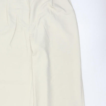 Zara Women Ivory XL High Rise Wide Leg Tailored Trousers