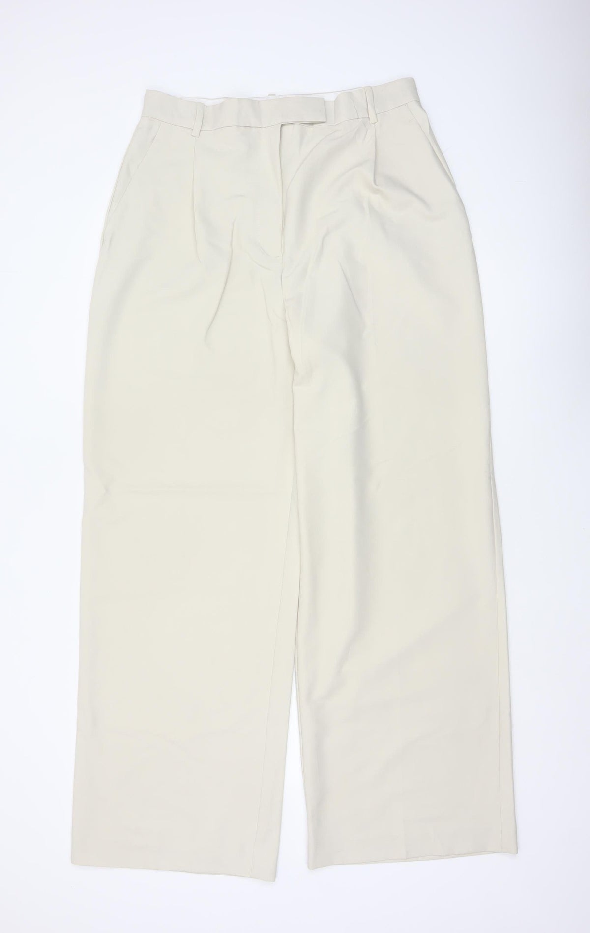 Zara Women Ivory XL High Rise Wide Leg Tailored Trousers