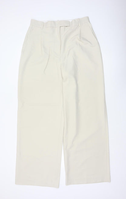 Zara Women Ivory XL High Rise Wide Leg Tailored Trousers