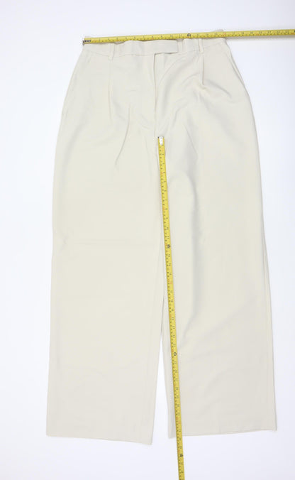Zara Women Ivory XL High Rise Wide Leg Tailored Trousers