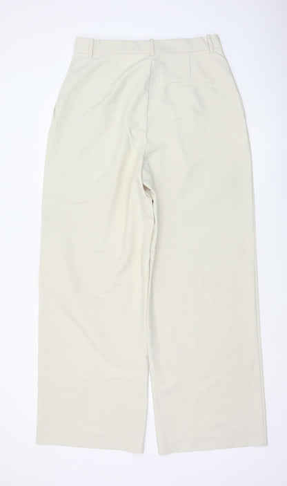 Zara Women Ivory XL High Rise Wide Leg Tailored Trousers
