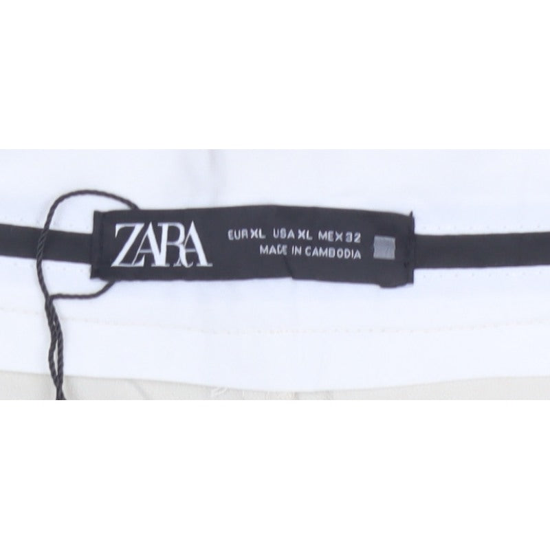 Zara Women Ivory XL High Rise Wide Leg Tailored Trousers
