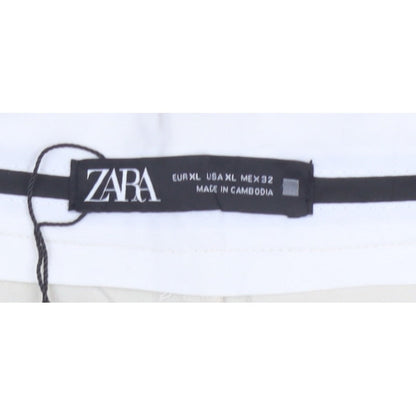 Zara Women Ivory XL High Rise Wide Leg Tailored Trousers