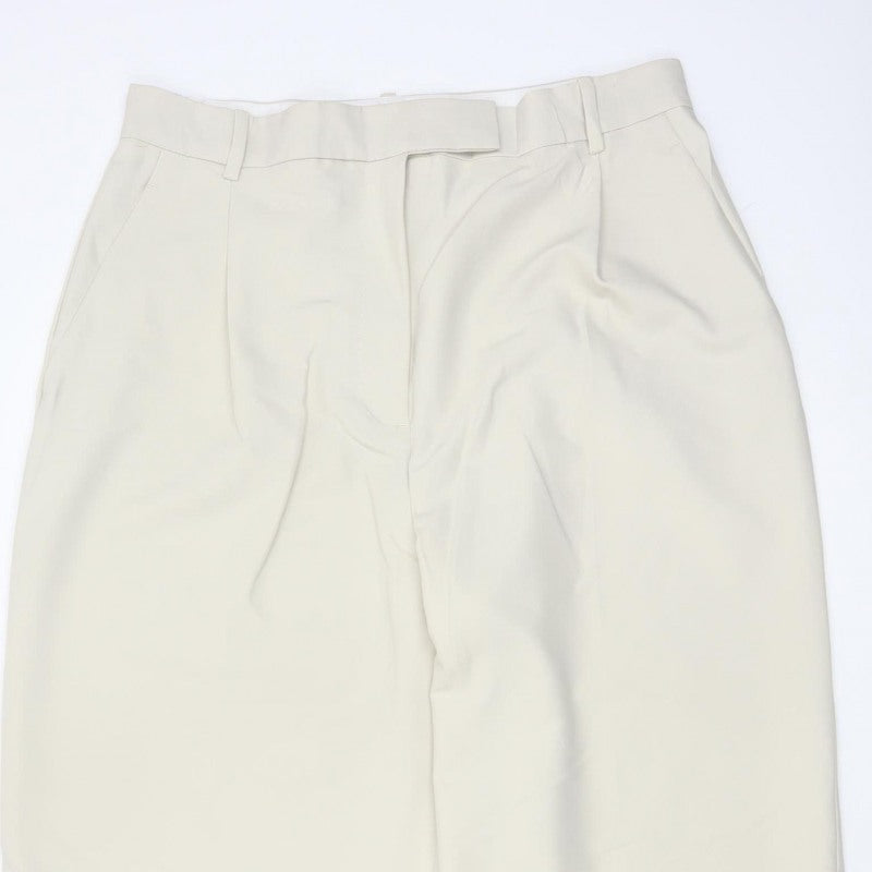 Zara Women Ivory XL High Rise Wide Leg Tailored Trousers