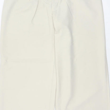 Zara Women Ivory XL High Rise Wide Leg Tailored Trousers