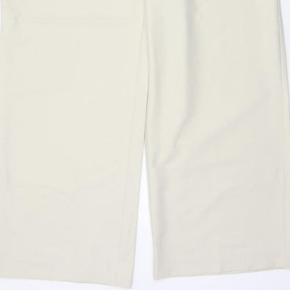Zara Women Ivory XL High Rise Wide Leg Tailored Trousers