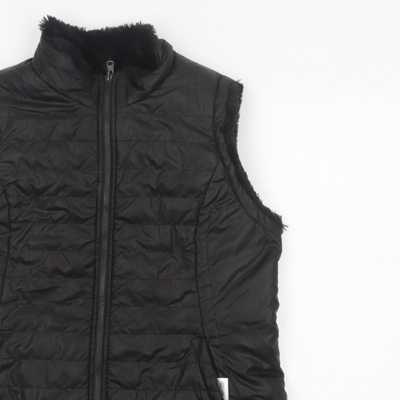 Original Women’s Black L Quilted Puffer Bodywarmer Fur Trim