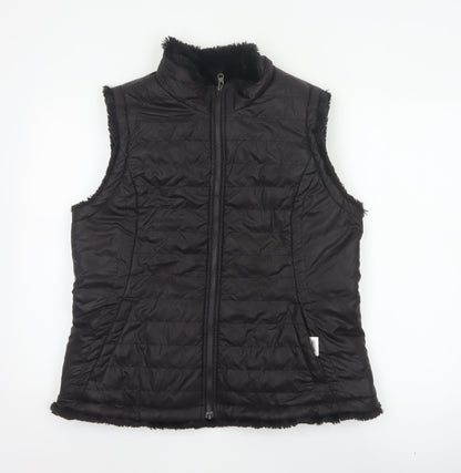 Original Women’s Black L Quilted Puffer Bodywarmer Fur Trim