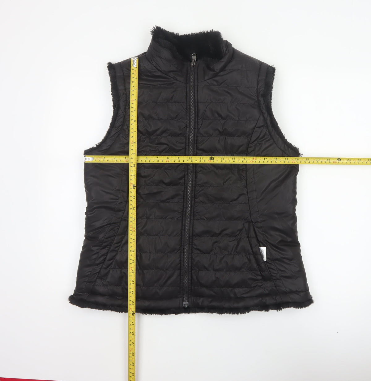 Original Women’s Black L Quilted Puffer Bodywarmer Fur Trim