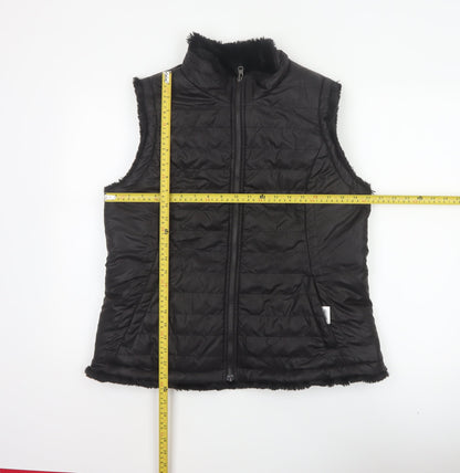 Original Women’s Black L Quilted Puffer Bodywarmer Fur Trim