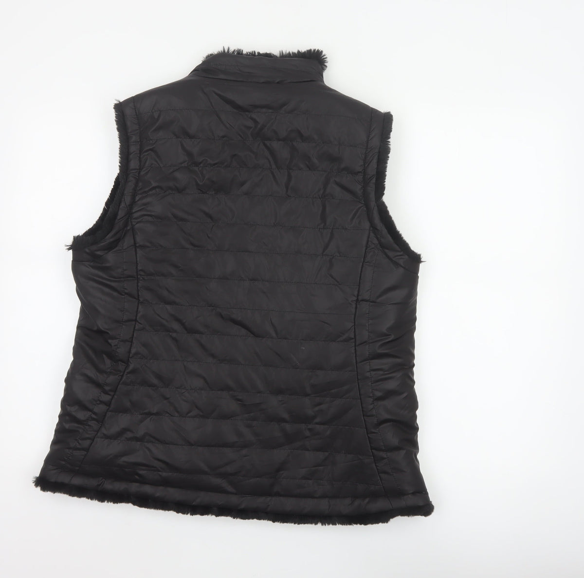 Original Women’s Black L Quilted Puffer Bodywarmer Fur Trim