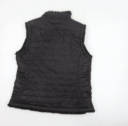 Original Women’s Black L Quilted Puffer Bodywarmer Fur Trim